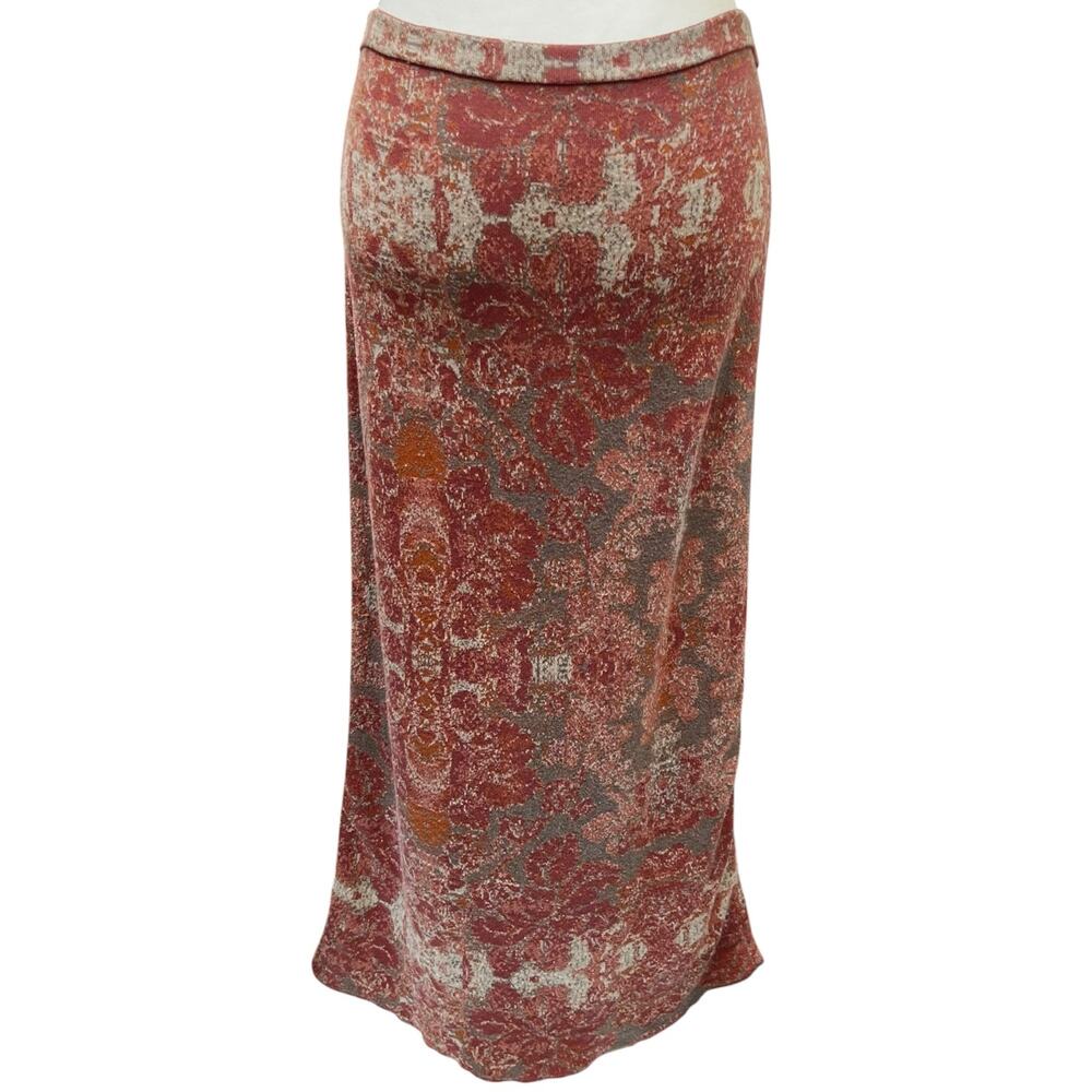 Peruvian Connection Pima Cotton Rust Floral Jacquard Maxi Skirt Size M Boho